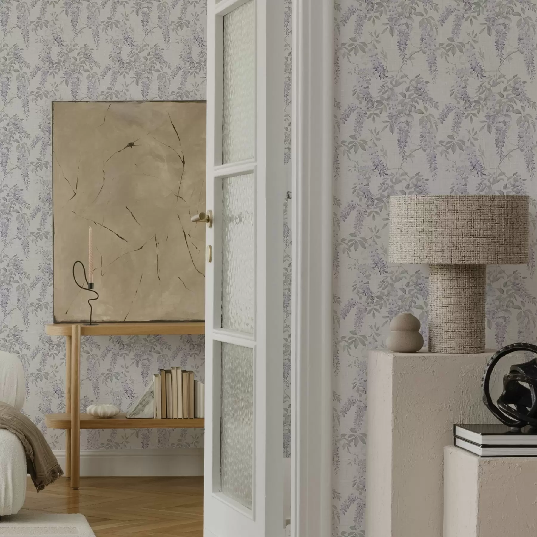 Fotobehang Blauwe regen op witte achtergrond, aquarelstijl a00239