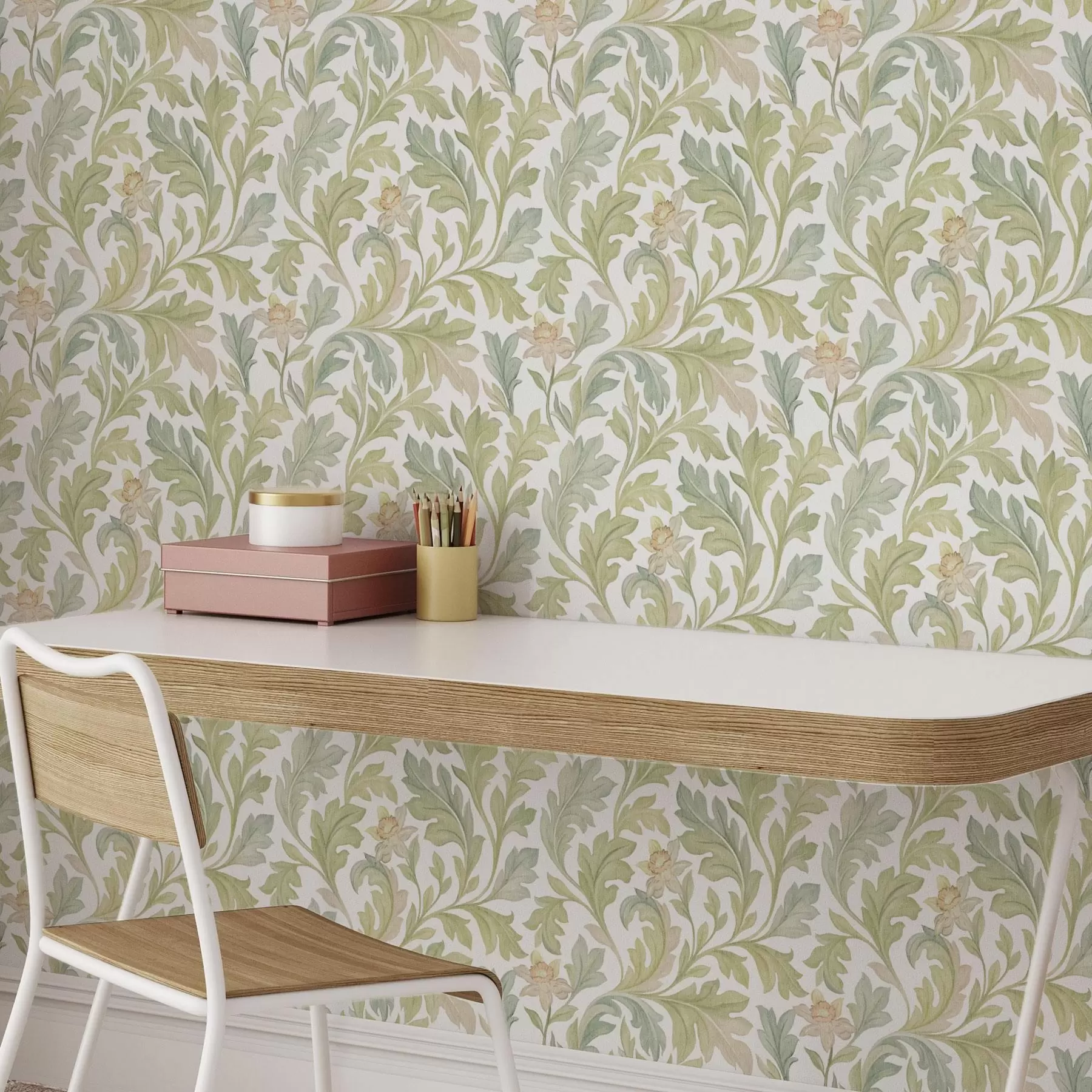 Fotobehang Vintage bloemenornament op witte achtergrond a00277v2