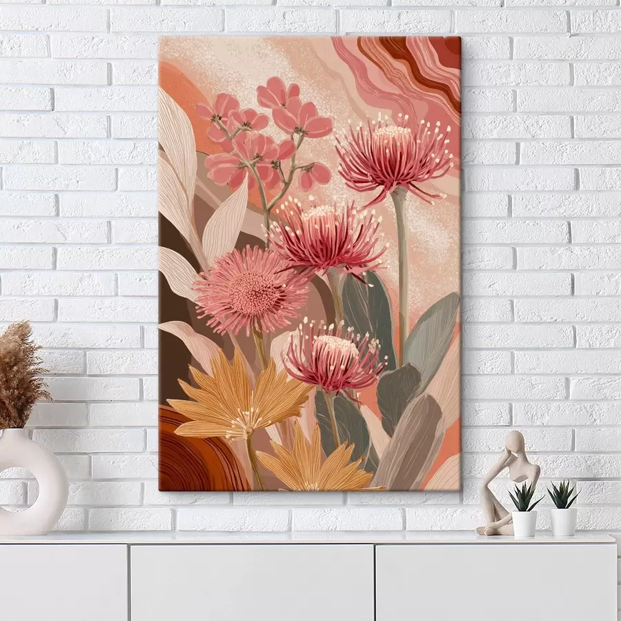  Peintures Belles fleurs, dessin à l'huile, couleurs rouge et rose s44975