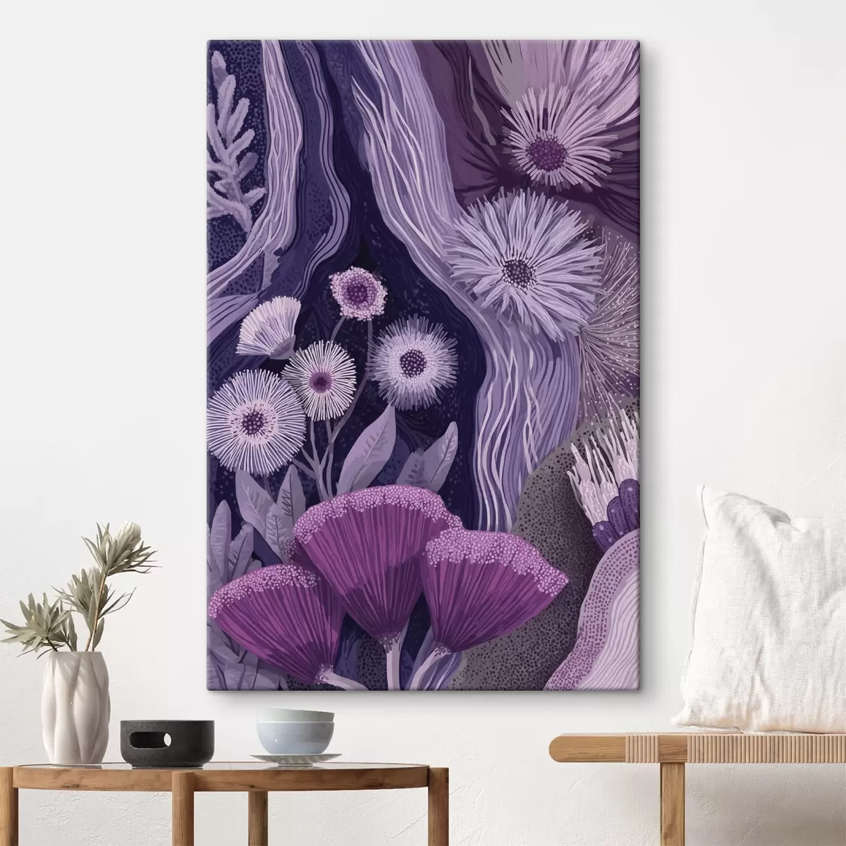  Peintures Motif floral dans des couleurs violettes, dessin détaillé s44984