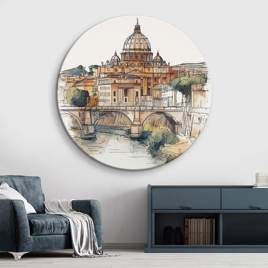  Schilderijen Aquarel Rome stad, schets tekening, architectuur r44983