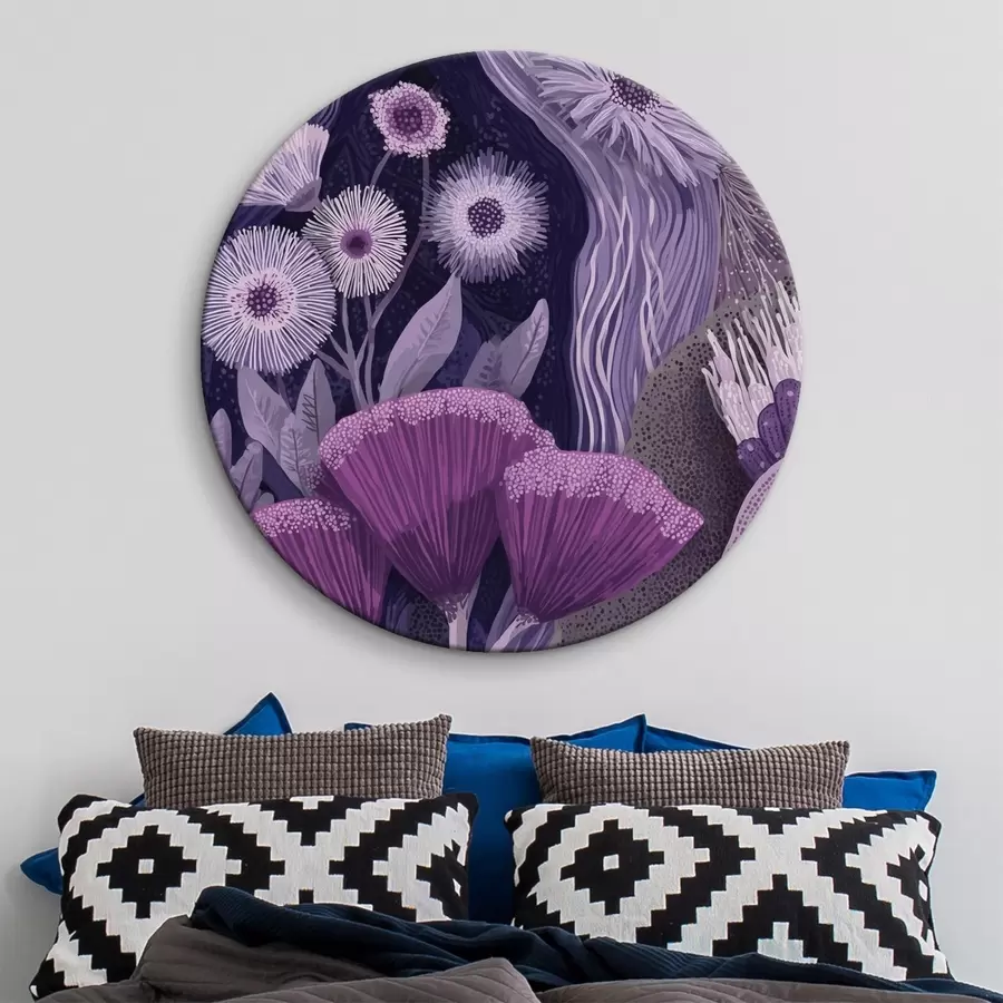  Peintures Motif floral dans des couleurs violettes, dessin détaillé r44984