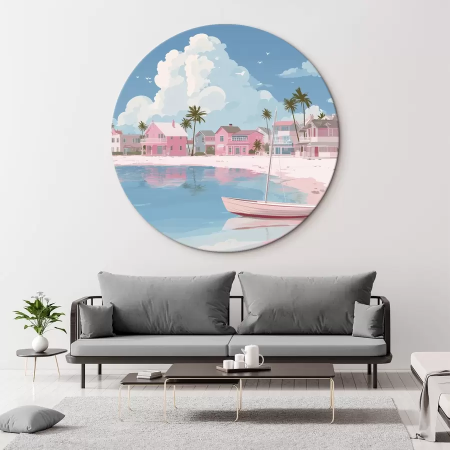  Schilderijen Kleurrijk roze zomerstrand r44985