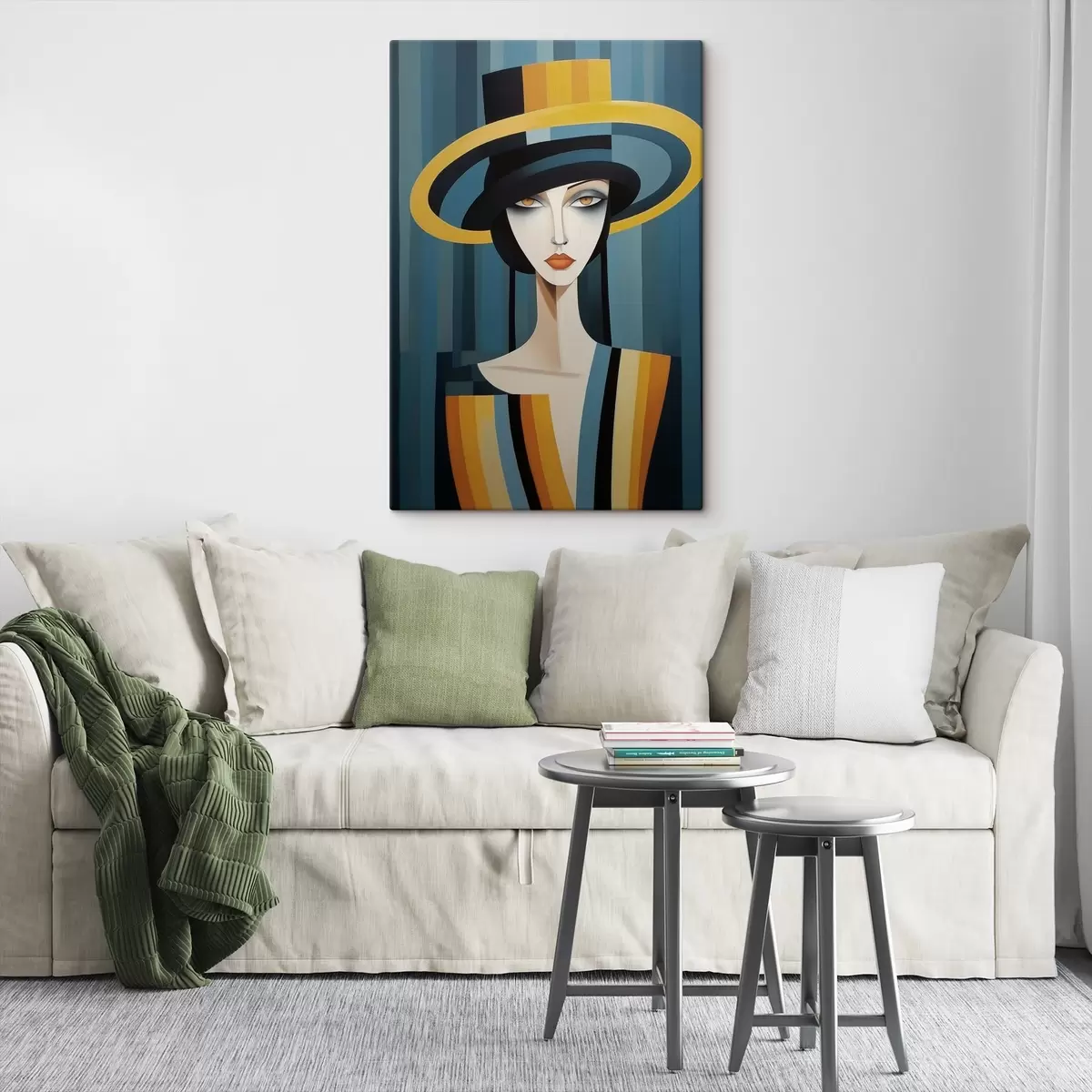  Schilderijen Abstract portret van vrouw met hoed s44990