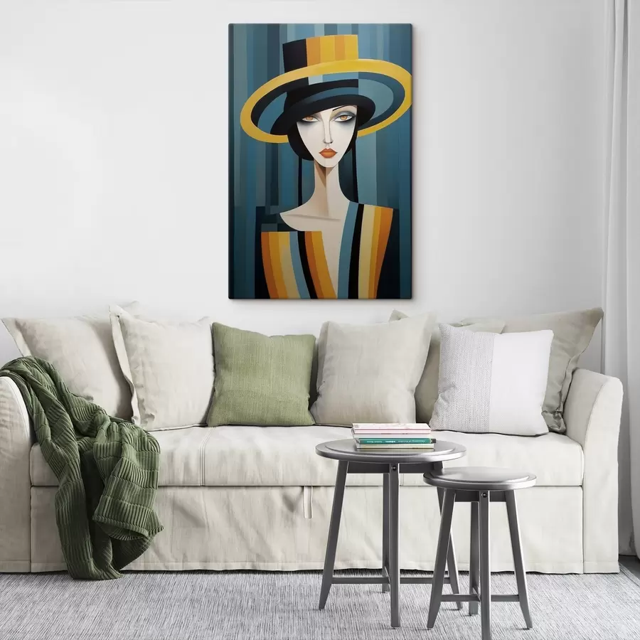  Schilderijen Abstract portret van vrouw met hoed s44990