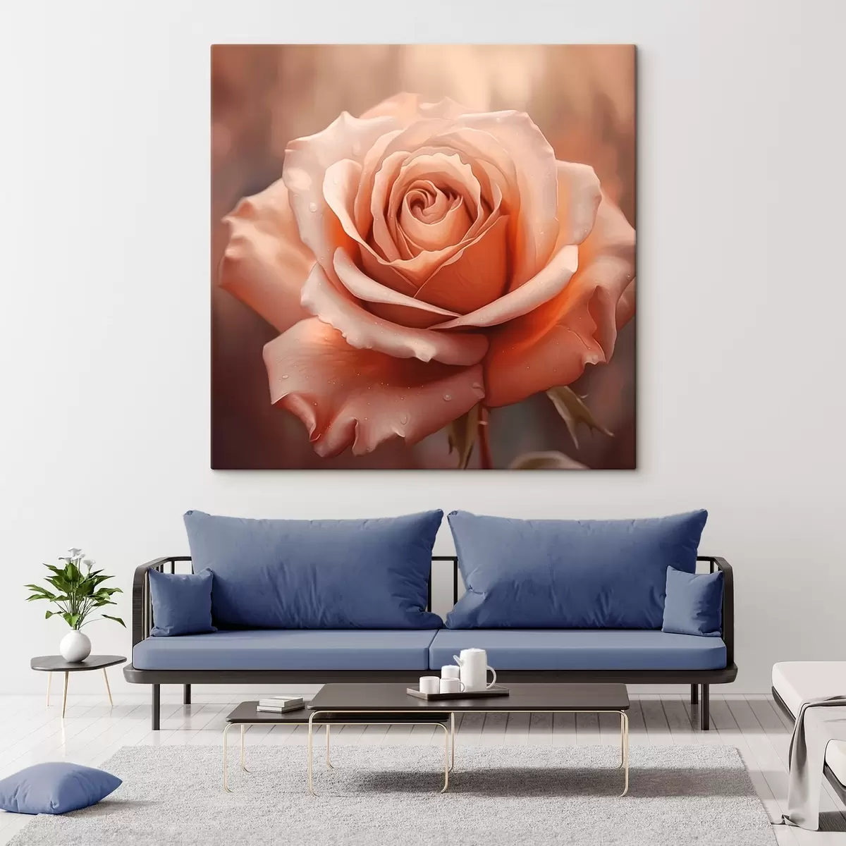  Peintures Rose avec gouttes de rosée s44991