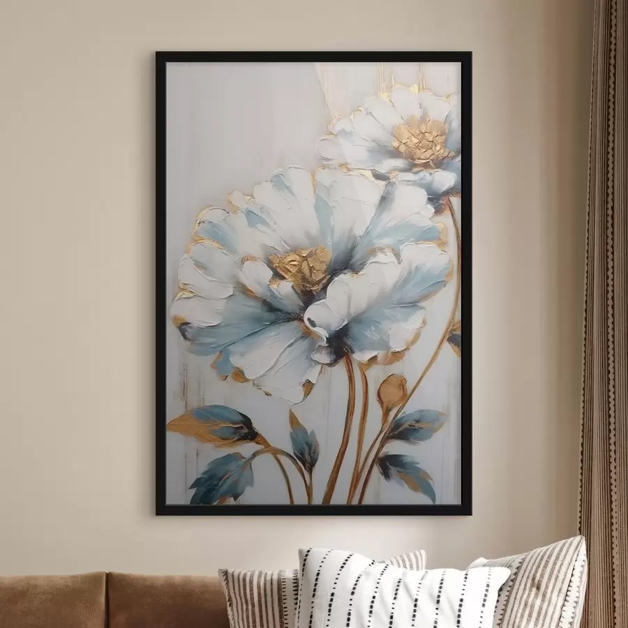  Schilderijen Blauwe en witte bloemen f44989
