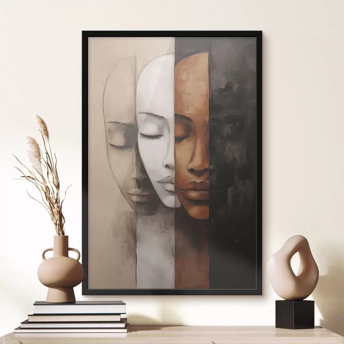 Affiche Portrait abstrait avec visages f45003