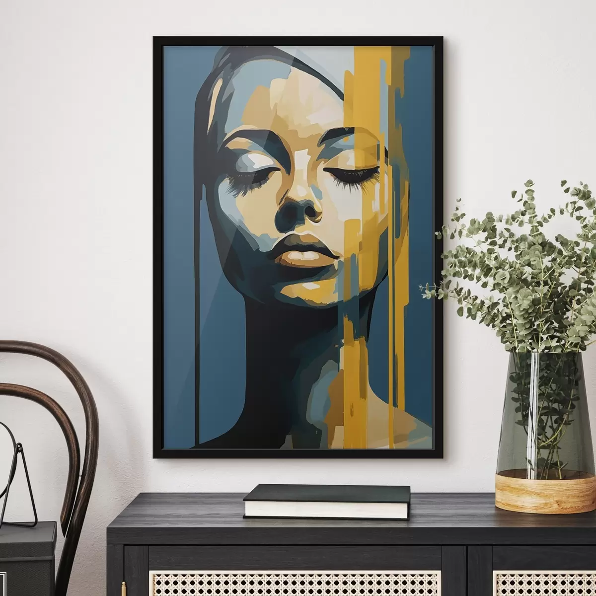 Affiche Portrait d'une femme aux yeux fermés f45007