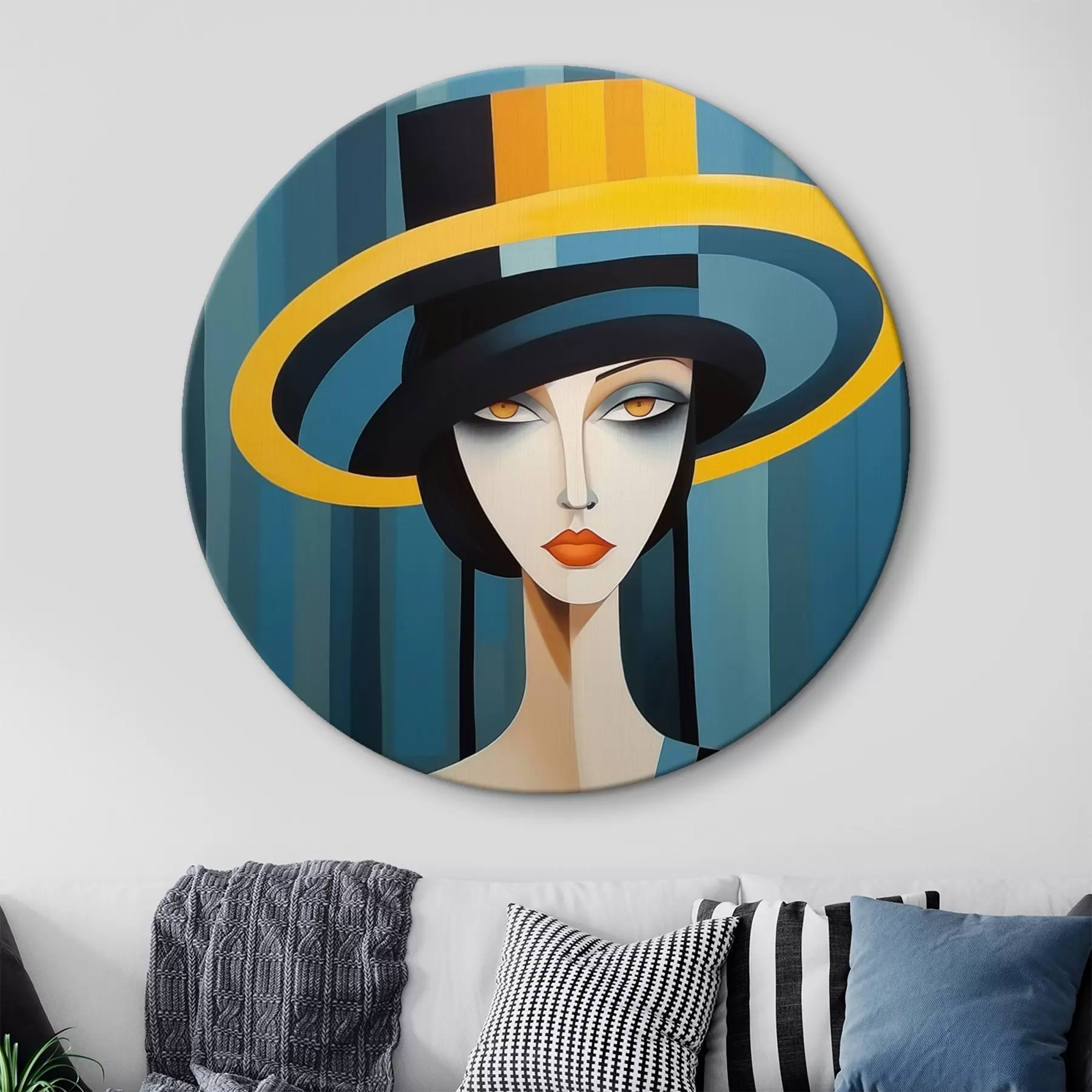  Peintures Portrait abstrait d'une femme avec un chapeau r44990