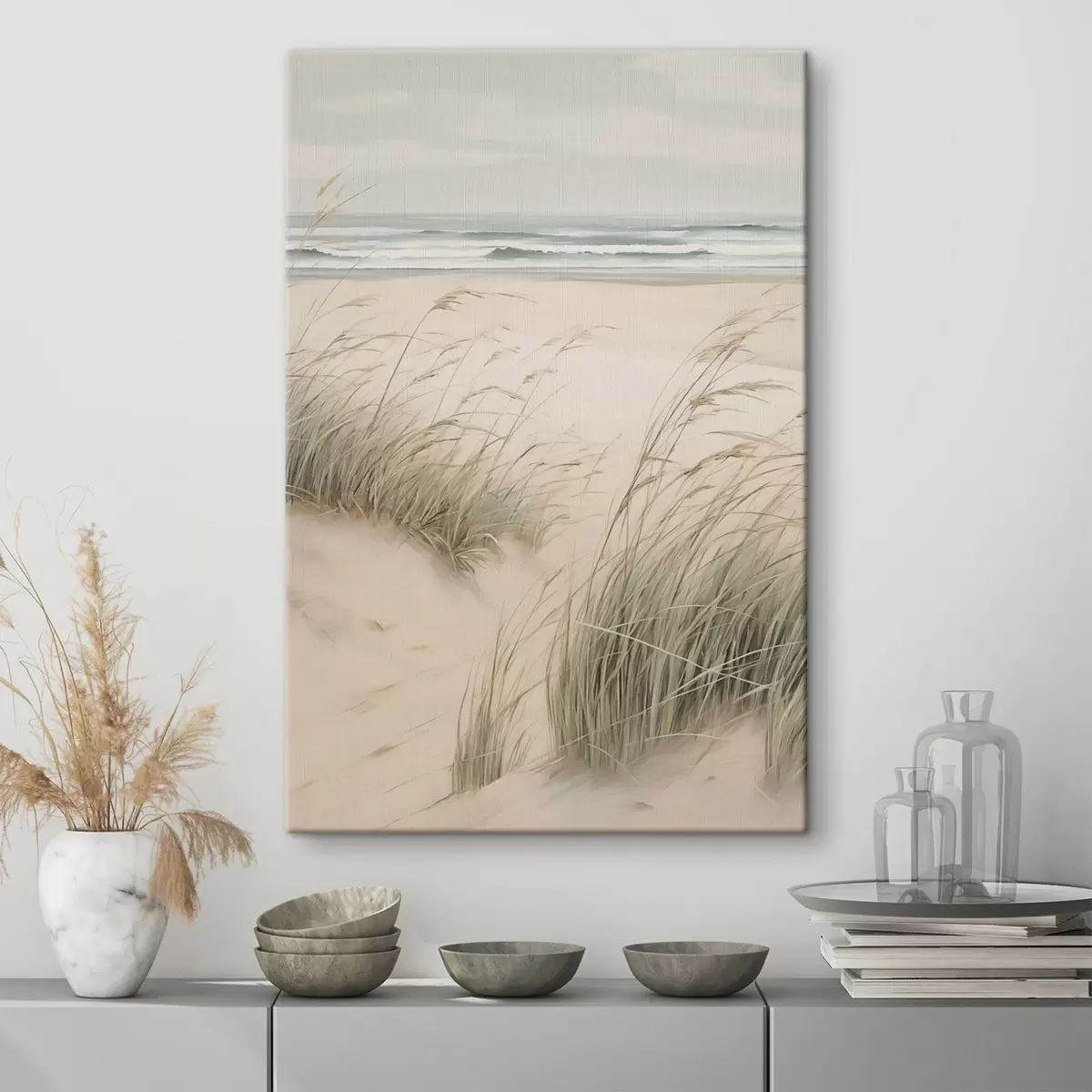  Peintures L'herbe dans le sable au bord de la mer s45019