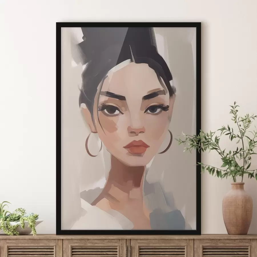 Papier peint photo Fille aux cheveux noirs f45013