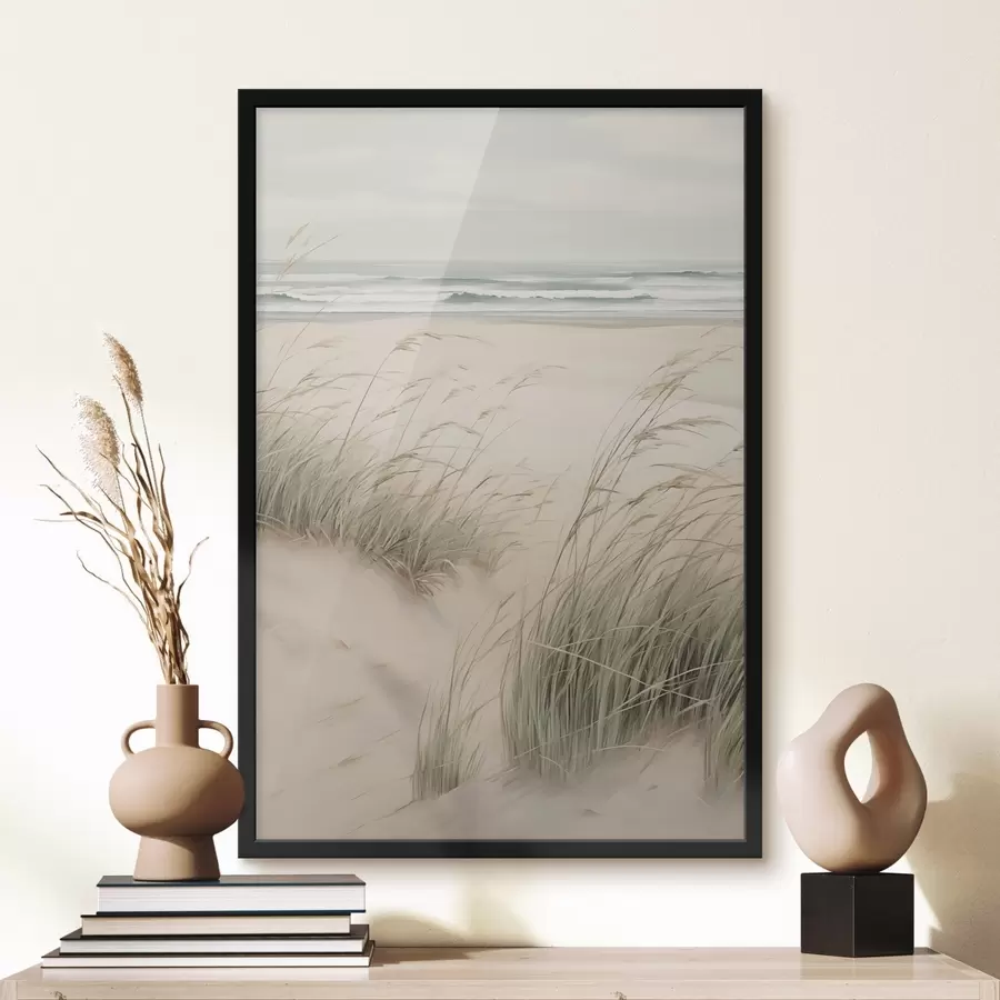  Peintures L'herbe dans le sable au bord de la mer f45019