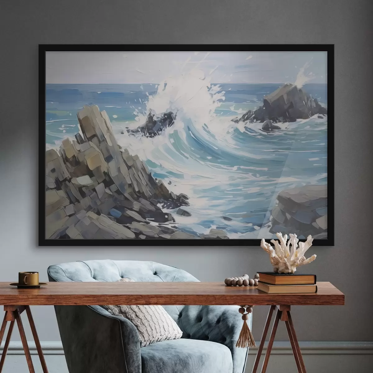 Poster Golf op een rotskust f45021