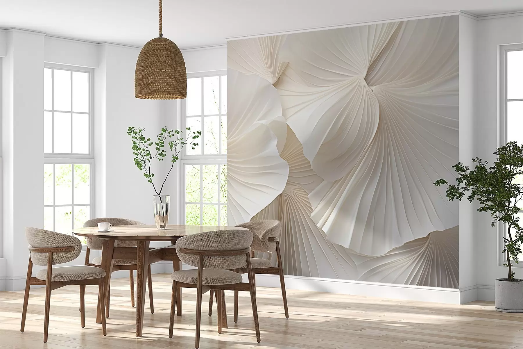 Papier peint photo pétales, fleurs, blanc, crème, texture, tendresse, décoratif w04216