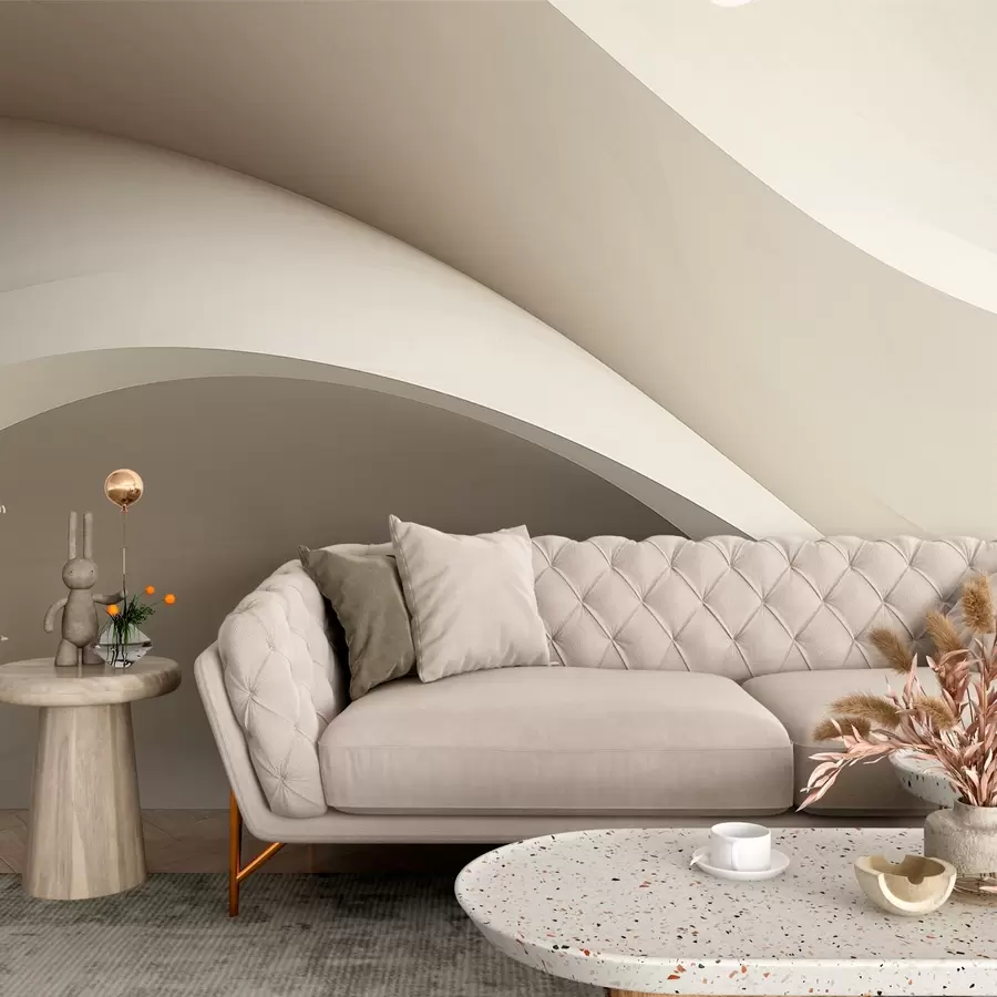 Fotobehang abstractie, golven, zachte rondingen, beige, glad, lijnen, modern w04217v1