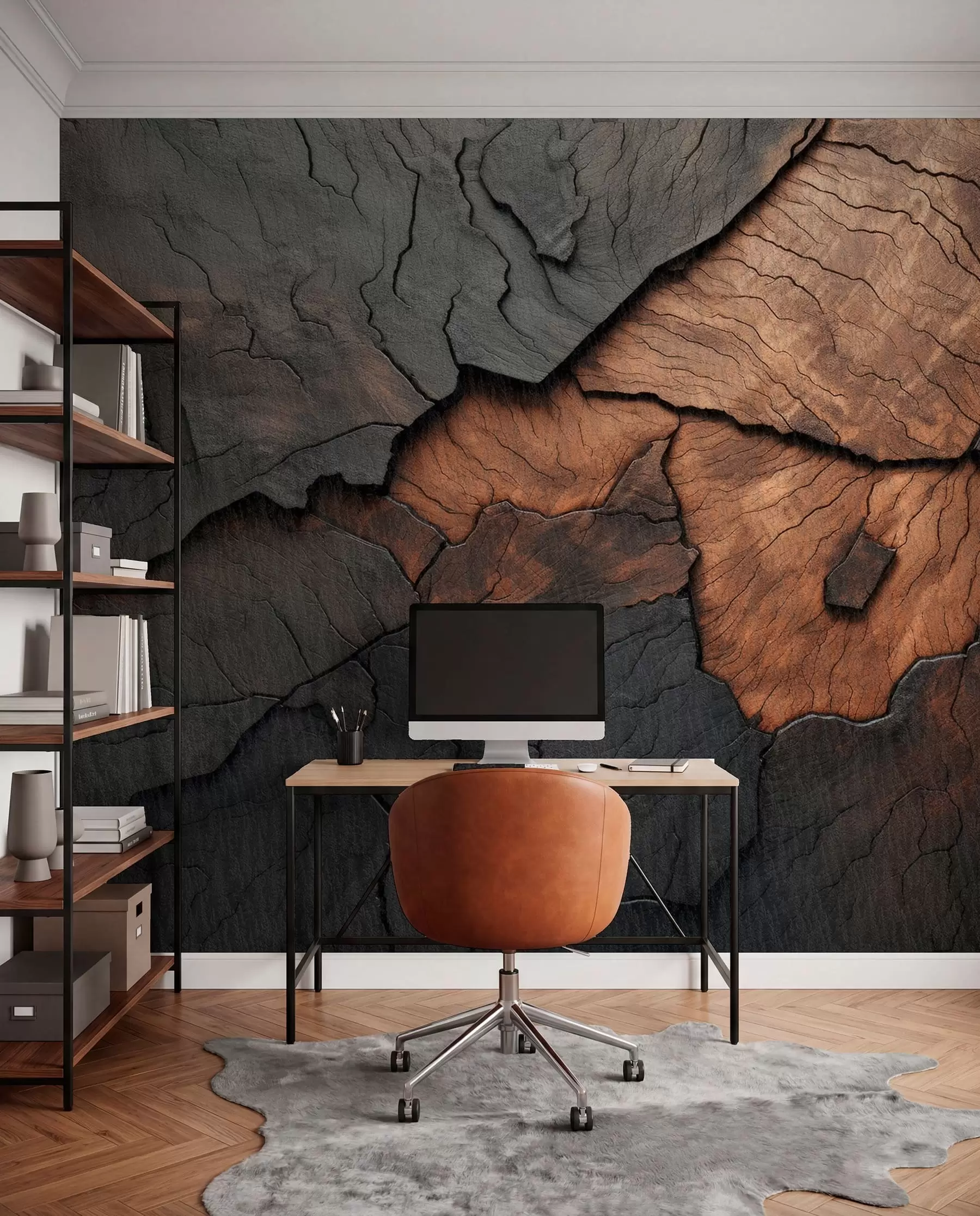 Fotobehang hout, textuur, scheuren, donker, schors, oppervlak w04237