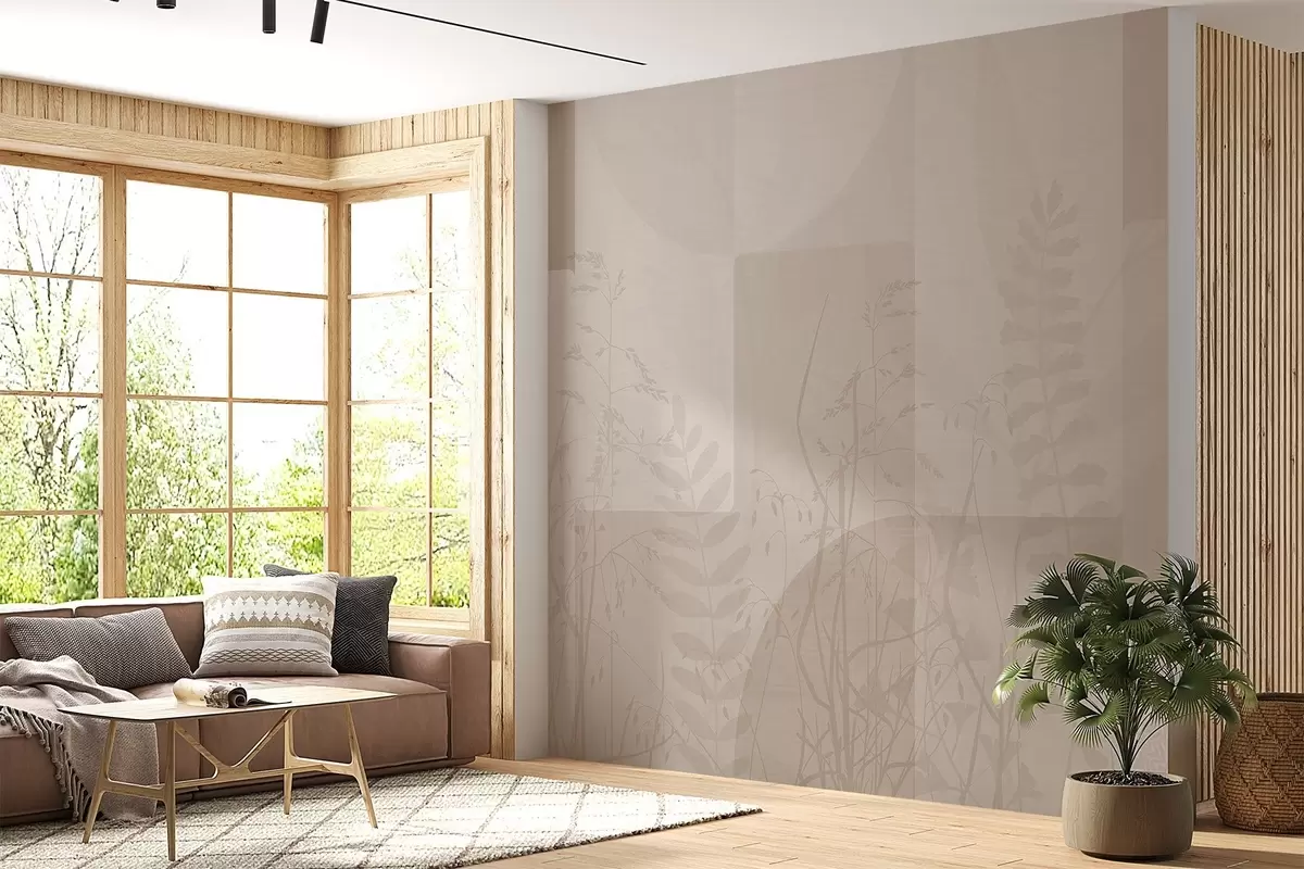 Fotobehang Abstractie met planten, geometrie w04240