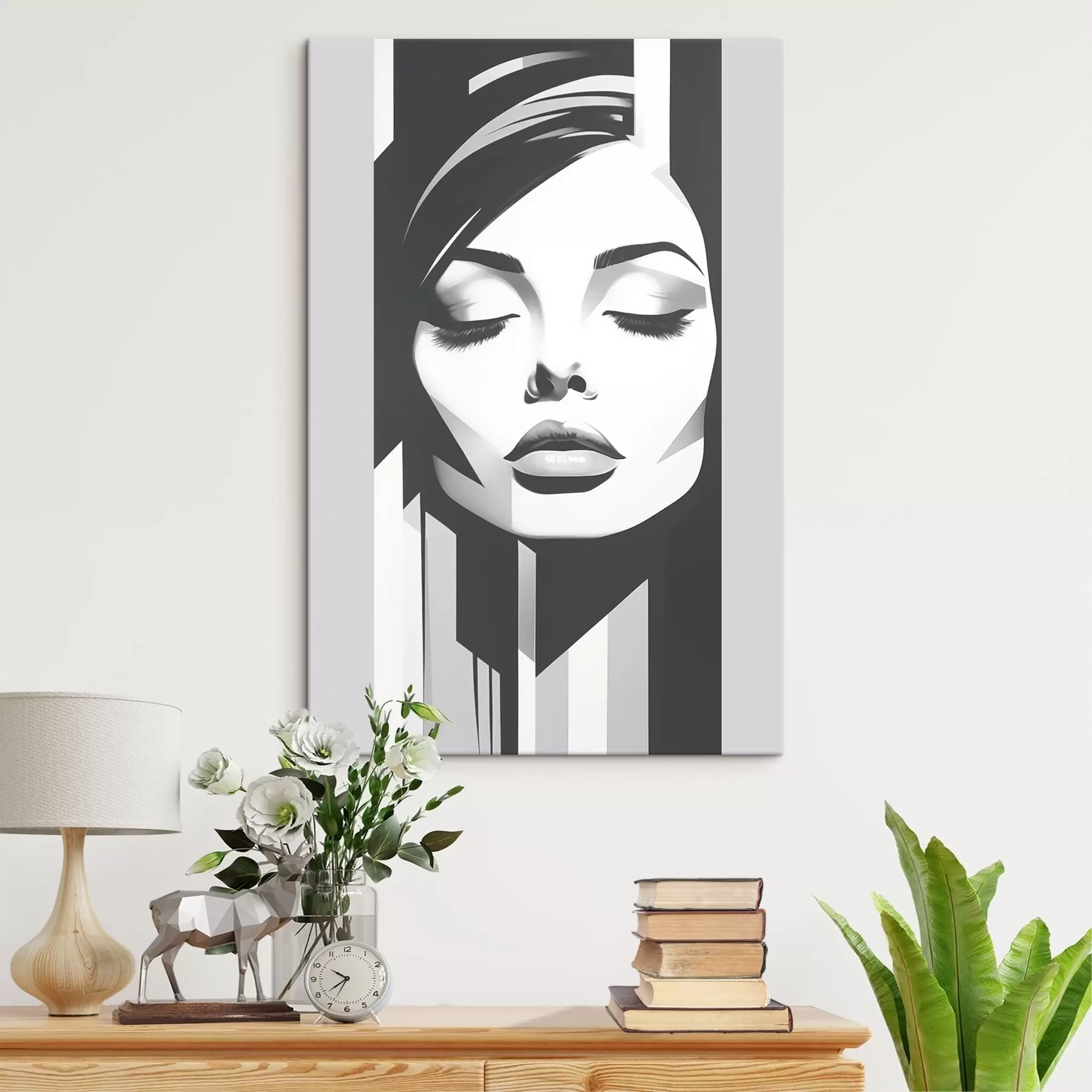  Schilderijen Zwart-wit gezicht met gesloten ogen s45075