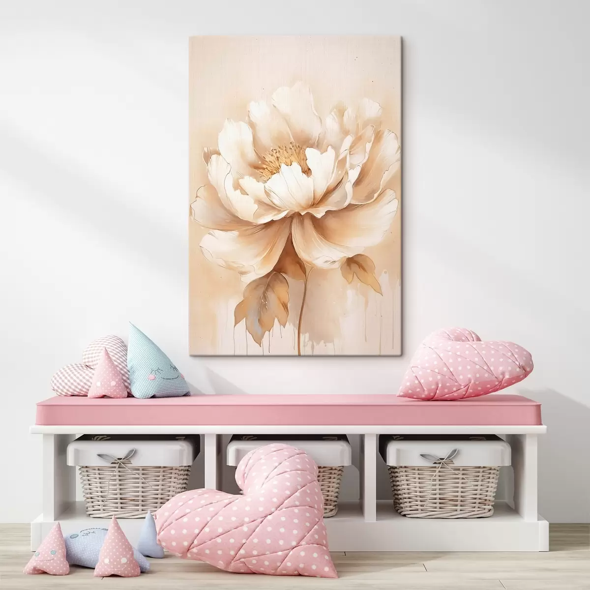  Peintures Fleur beige avec feuilles s45082