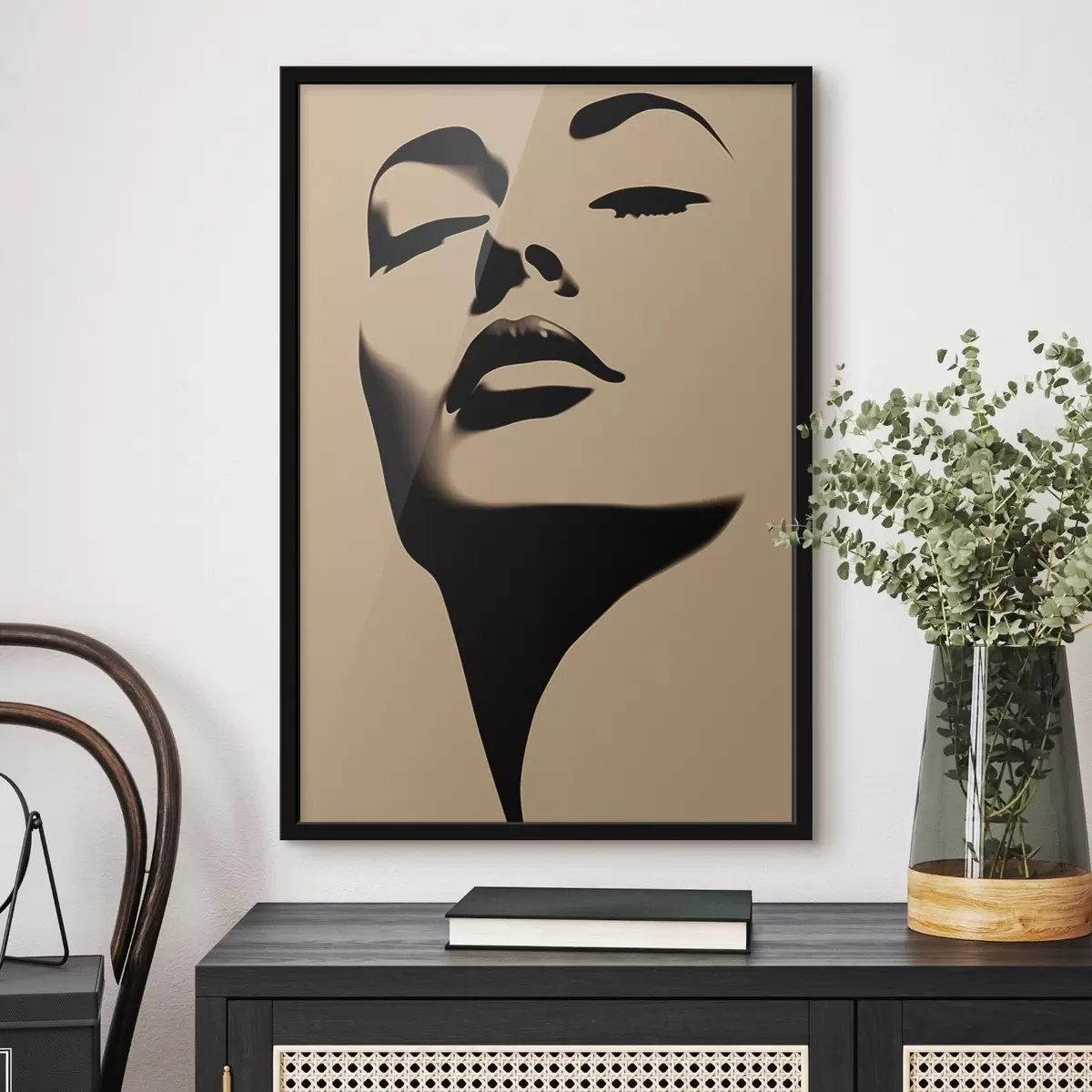 Poster Silhouet van het gezicht van een vrouw f45071