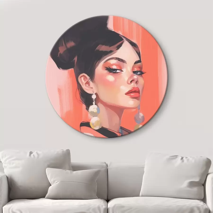  Schilderijen Portret van vrouw in gestreept shirt r45079