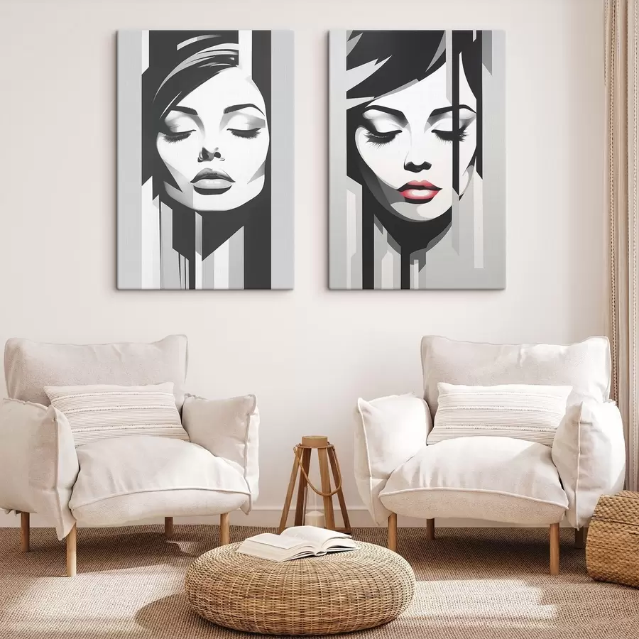  Peintures Géométrie du visage des femmes m00496