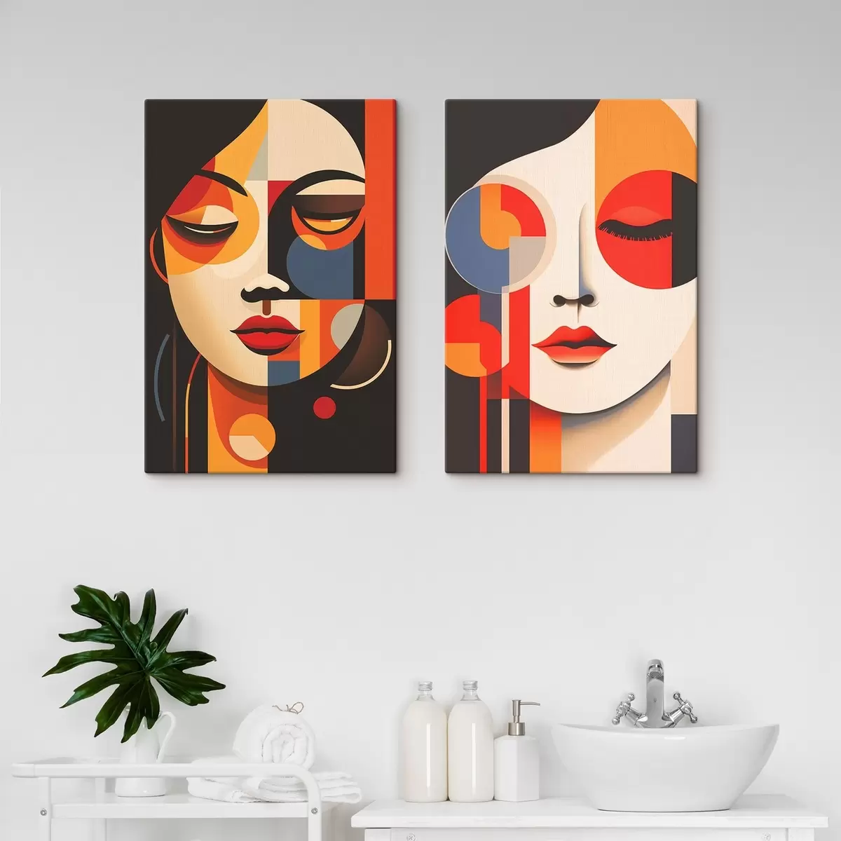  Peintures Portraits géométriques de femmes m00501