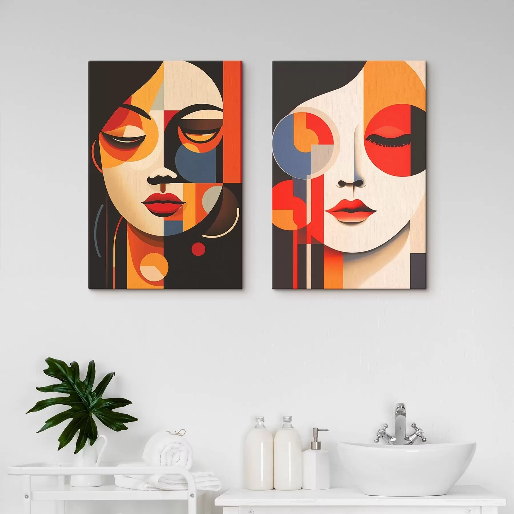  Peintures Portraits géométriques de femmes m00501