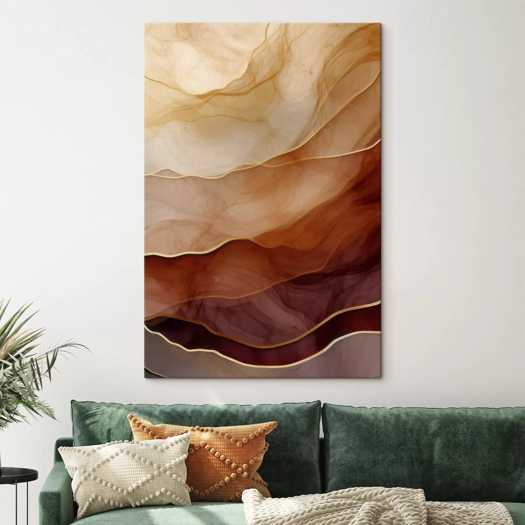  Schilderijen vloeiend, zand, lagen, minimaal, zachte lijnen, warme tinten, natuurlijk, beweging s45090