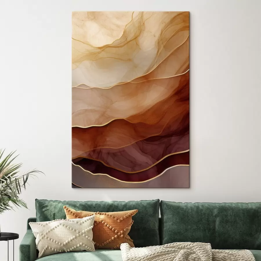  Schilderijen vloeiend, zand, lagen, minimaal, zachte lijnen, warme tinten, natuurlijk, beweging s45090