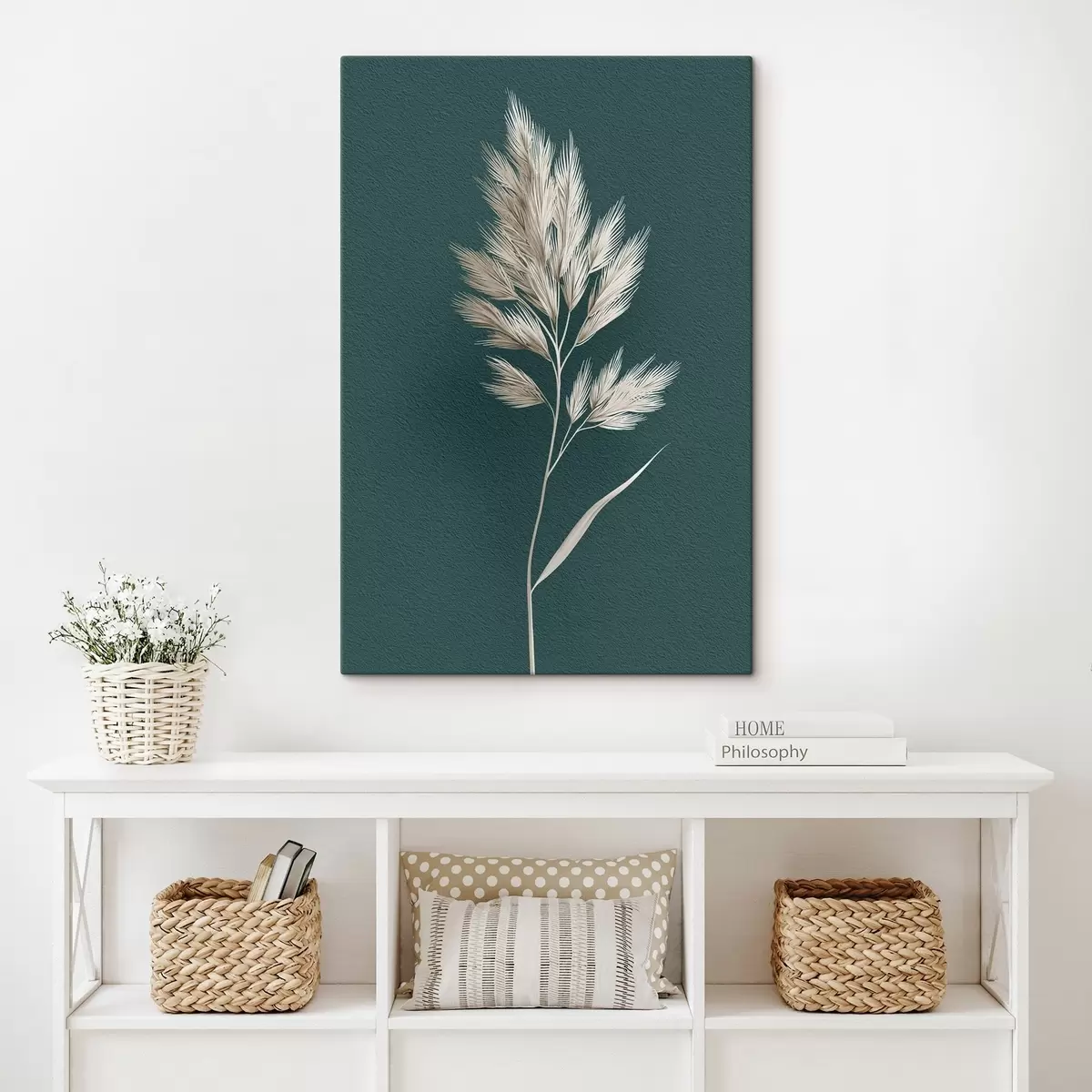  Schilderijen droge plant, silhouet, organisch, bladeren, kruiden, neutraal, eenvoudig, textuur s45092