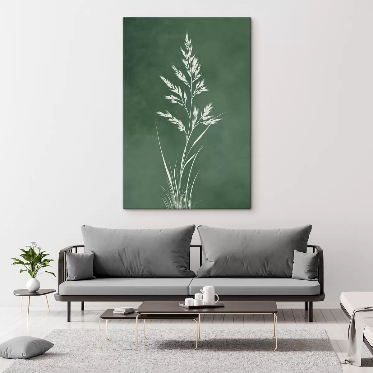  Peintures herbe des champs, nature, art botanique, élégant, style plat, tons sourds, feuillage s45093