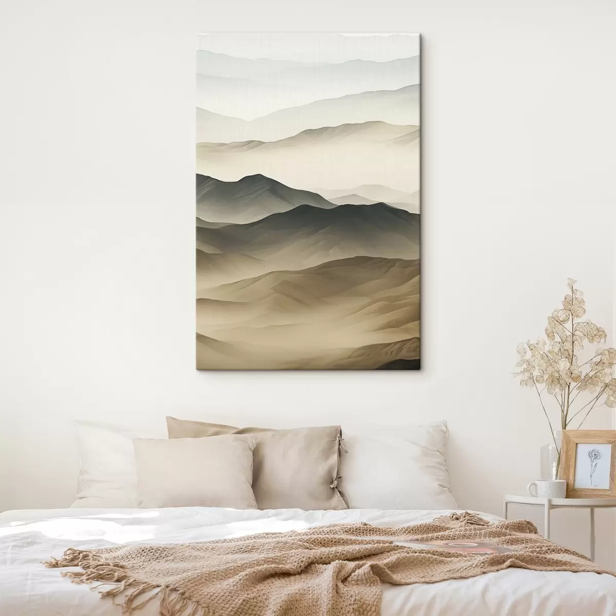  Peintures collines désertiques, formes lisses, estompé, texture organique, calme, minimal, terrain s45097