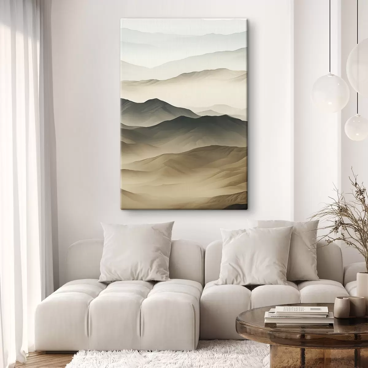  Peintures collines désertiques, formes lisses, estompé, texture organique, calme, minimal, terrain s45097