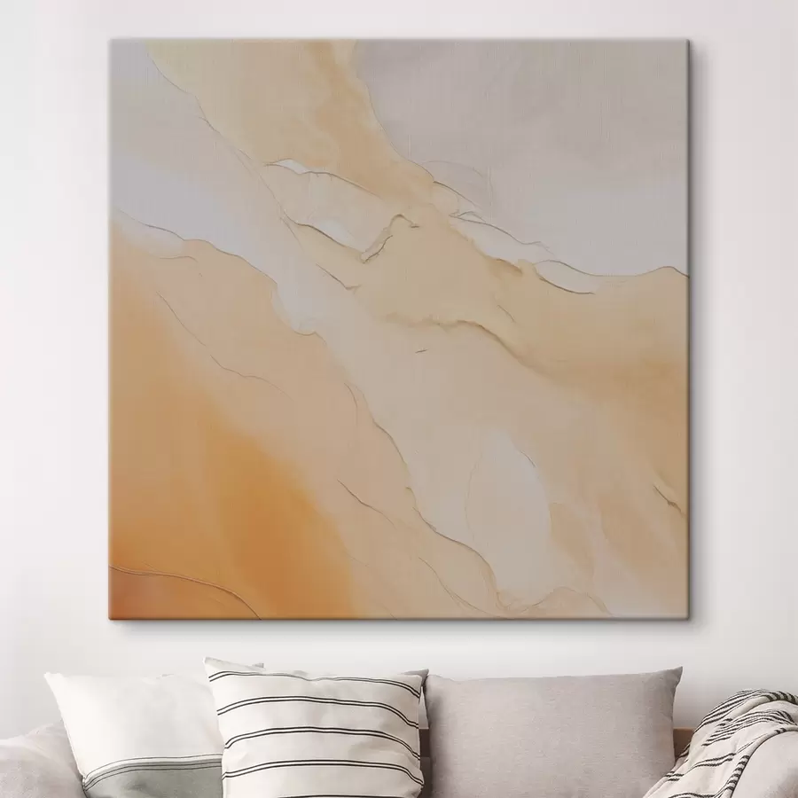  Peintures abstrait, fluide, beige, orange, texture de marbre, mélange doux, formes organiques, lisse s45105