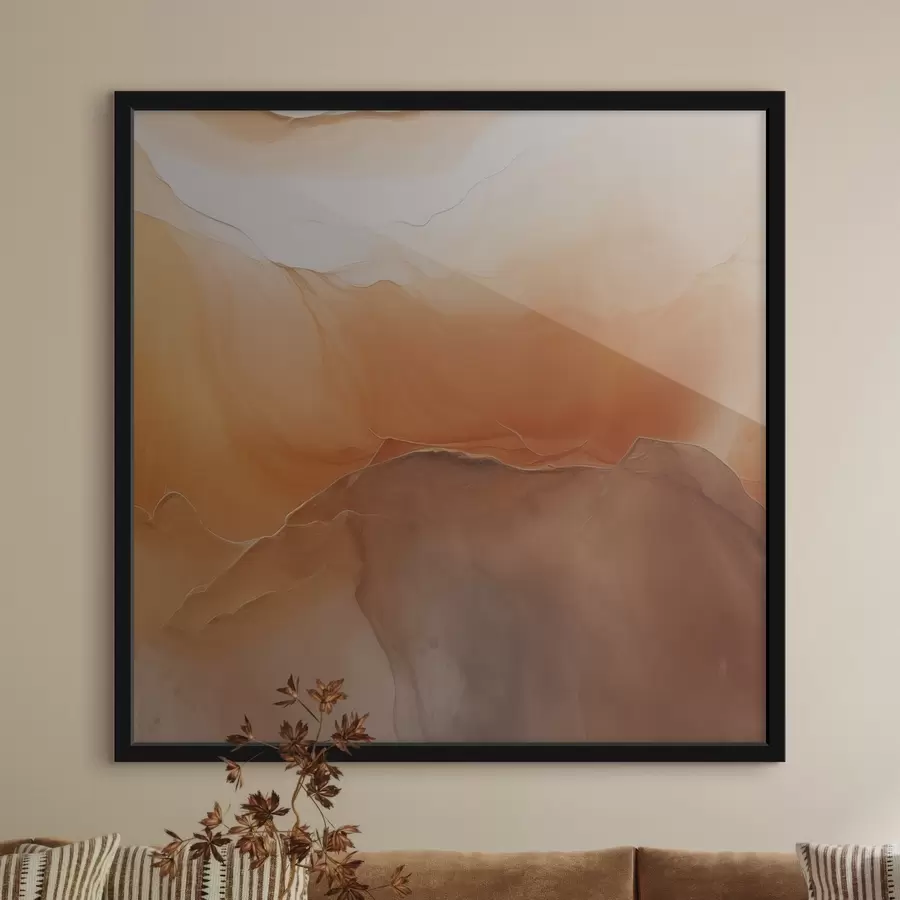 Papier peint photo abstrait neutre, couleurs sable, courbes douces, texture visuelle, effet de flux f45108