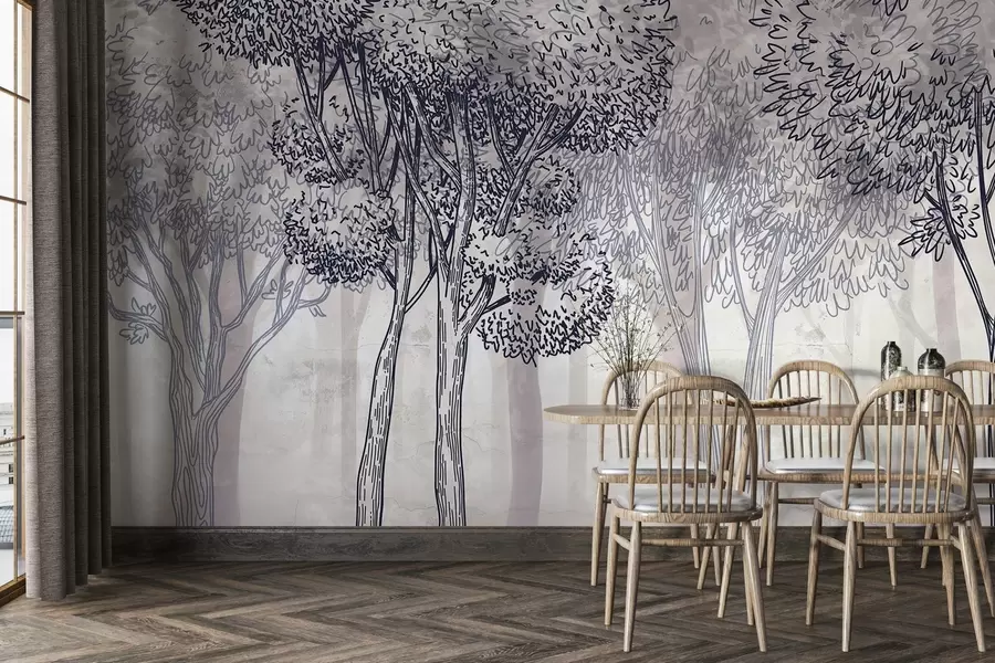 Fotobehang Weelderige lommerrijke bomen w04251v1