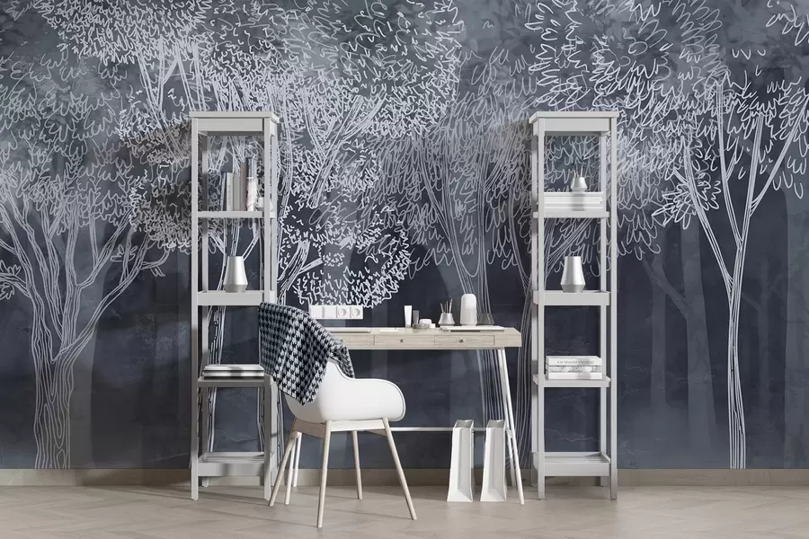 Fotobehang Weelderige lommerrijke bomen w04251v2