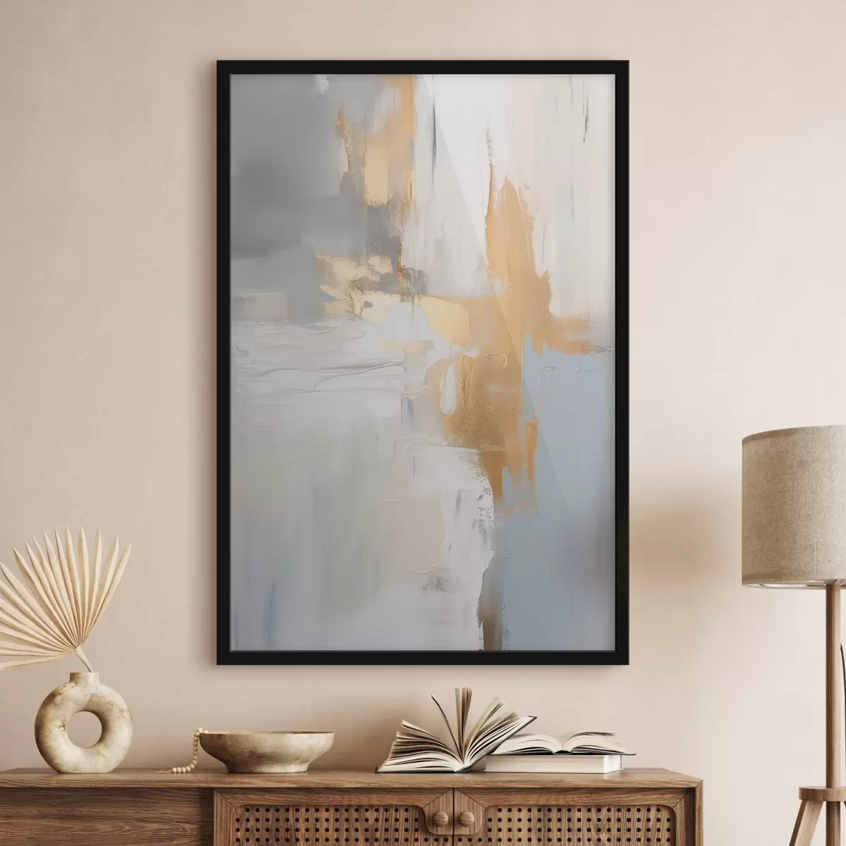 Poster Abstracte penseelstreken imitatie van schilderij f45112