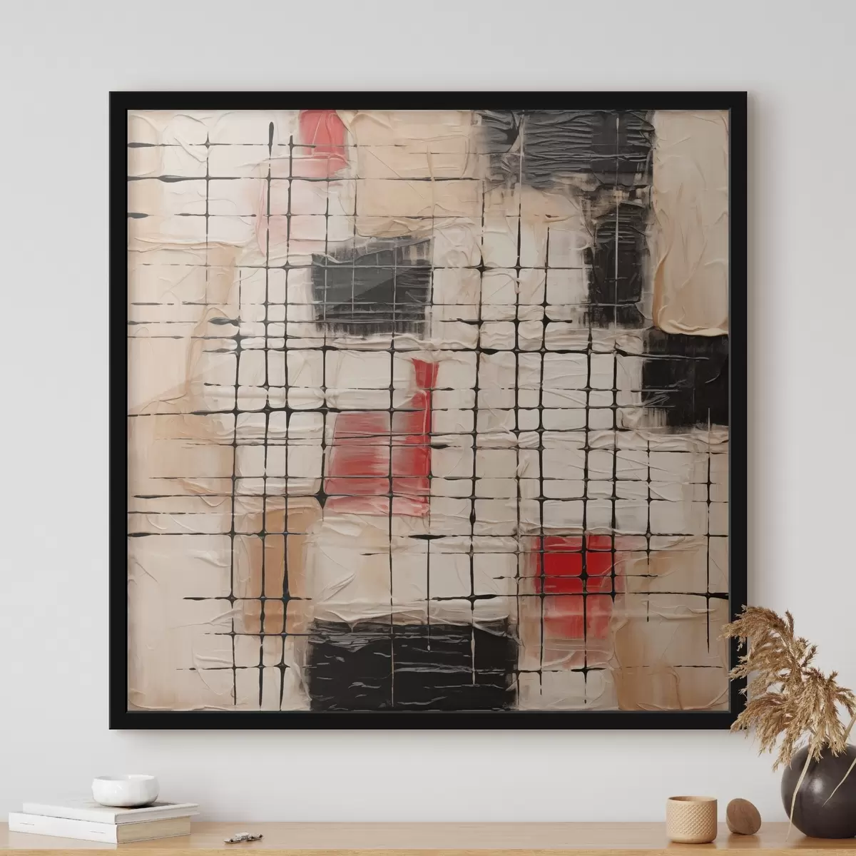 Poster Abstractie met lijnen en imitatie van penseelstreken f45122