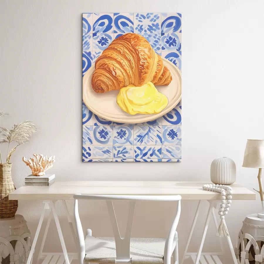  Schilderijen Croissant met boter op een bord s45146