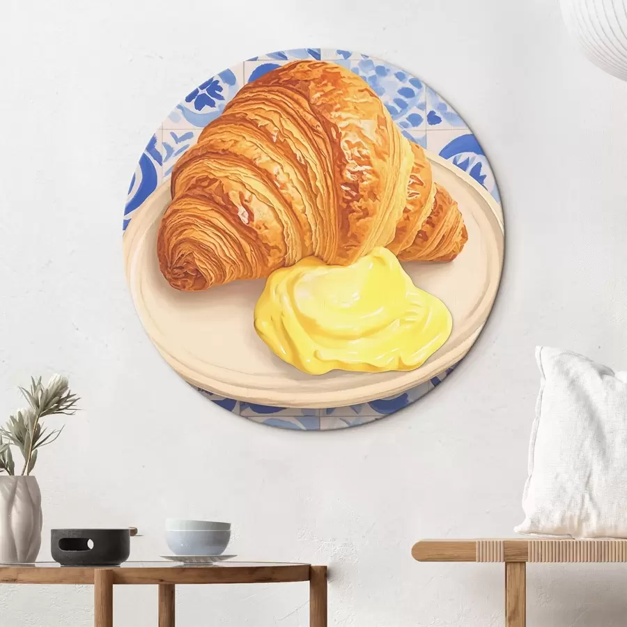  Schilderijen Croissant met boter op een bord r45146