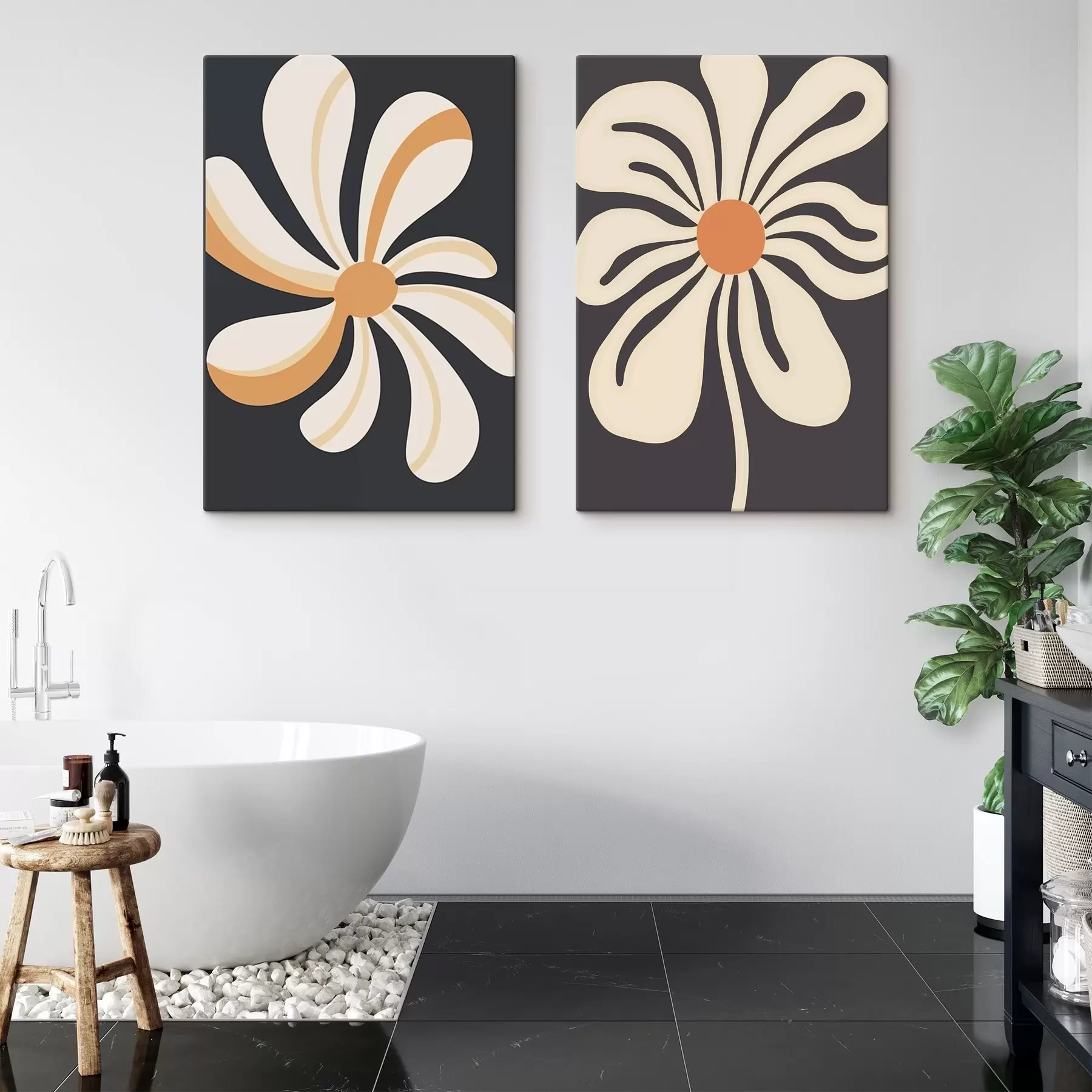  Schilderijen Grafische bloemen m00512