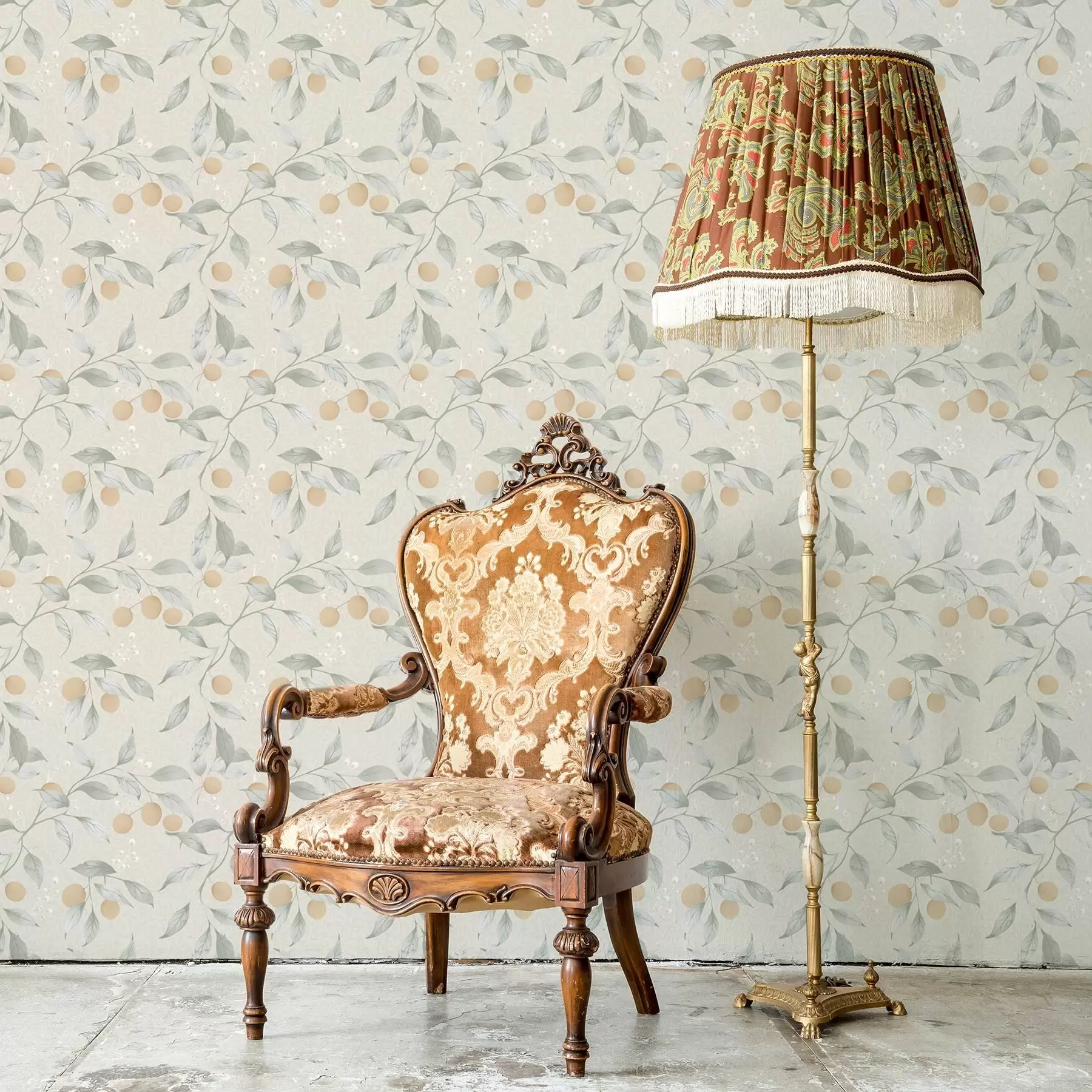 Fotobehang Lichte takken met oranje bessen a00344