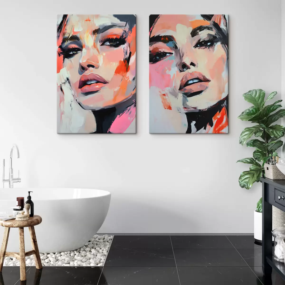  Peintures Portraits de femmes avec des traits d'imitation m00508