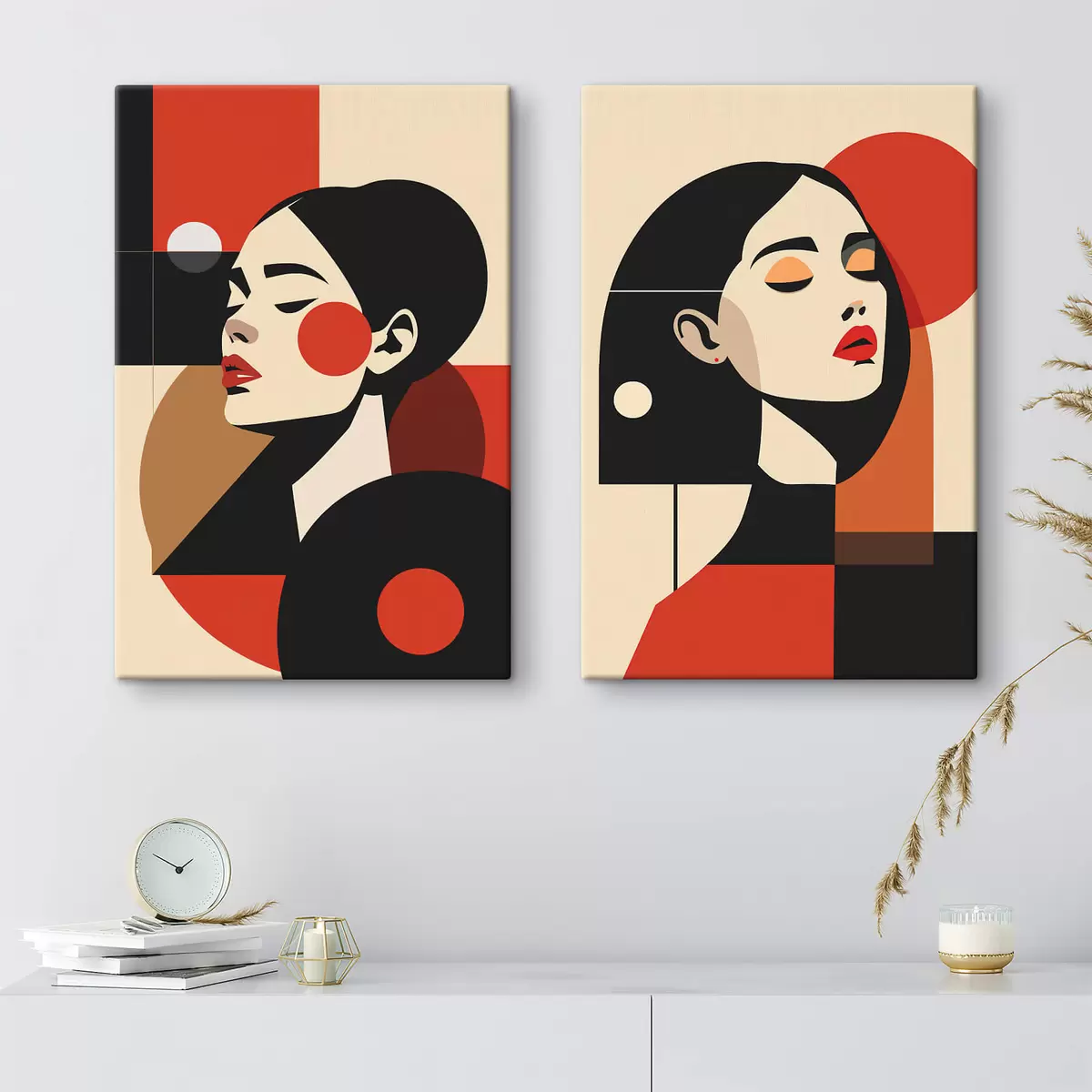  Schilderijen Portretten van vrouwen in de Bauhaus-stijl m00516