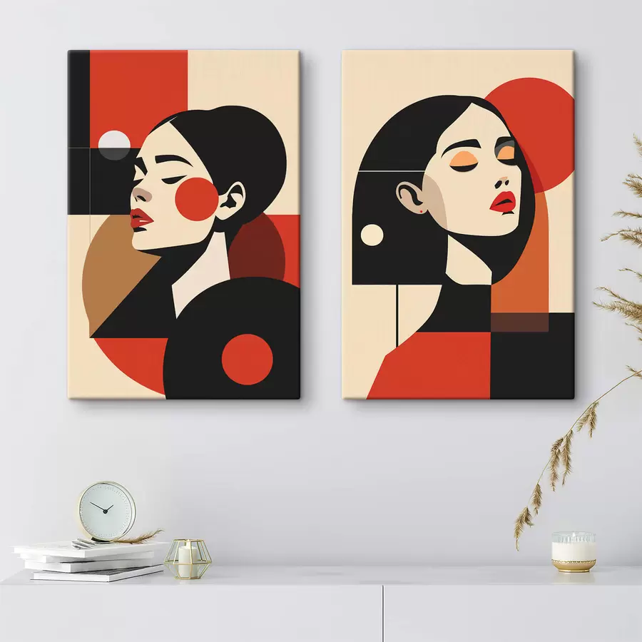  Schilderijen Portretten van vrouwen in de Bauhaus-stijl m00516