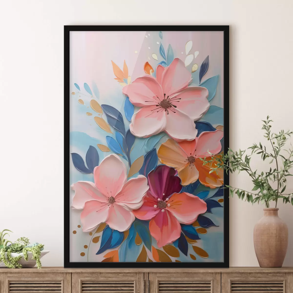 Affiche Fleurs abstraites colorées f45064