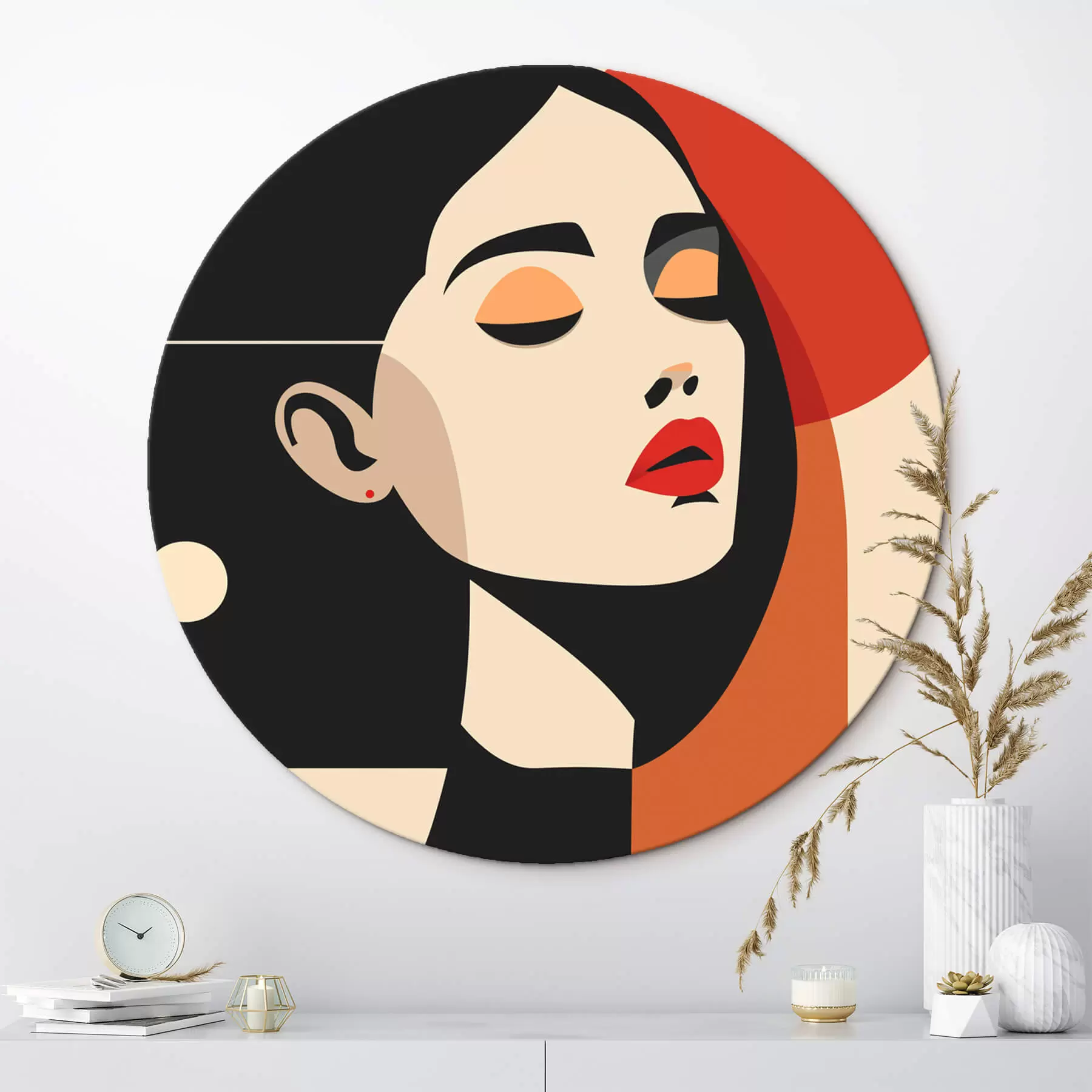  Schilderijen Abstract portret van een vrouw in Bauhaus-stijl r45166